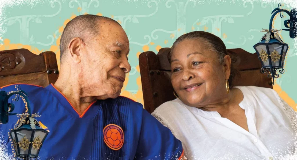 Retrato de Ángel Pérez Morgan y Francia Martelo Gaviria, pareja de Getsemaní con setenta años de matrimonio y una historia familiar que abarca varias generaciones