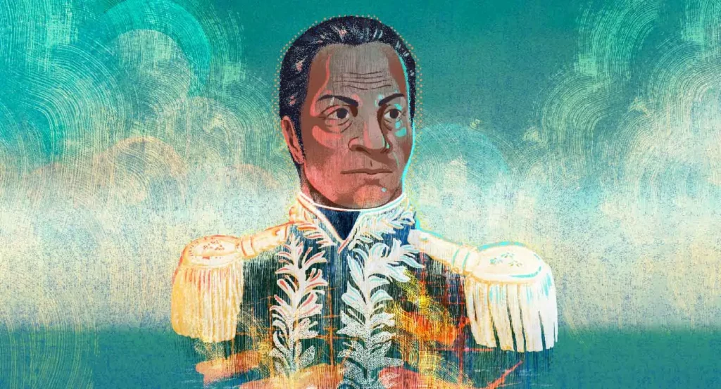 Retrato del almirante José Prudencio Padilla, figura clave en la Independencia de la Nueva Granada y referente histórico en la Calle Larga